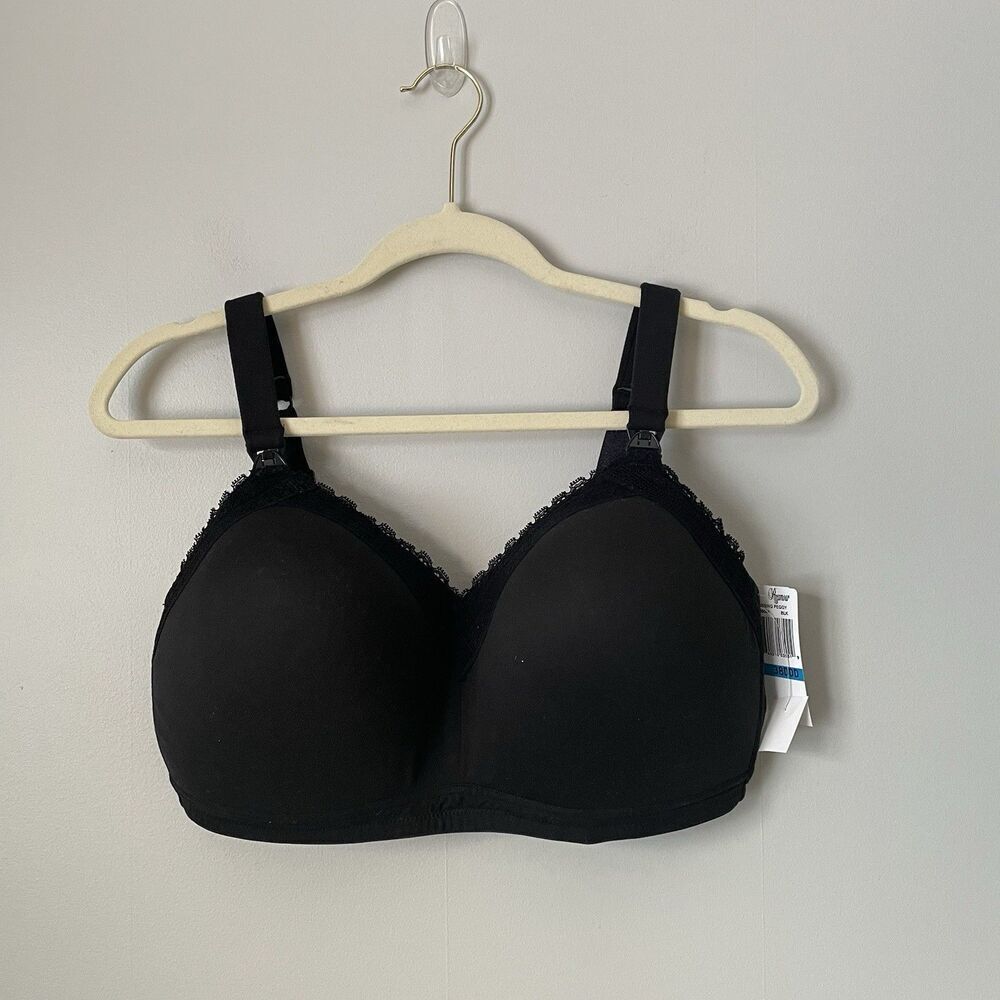 Paramour Nursing Peggy Black Breastfeeding Bra Wire Free Women's 38DDD NWT